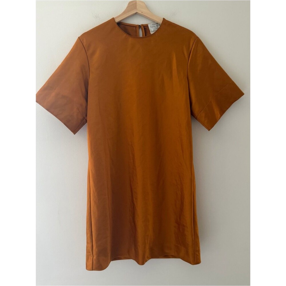 Forte Forte Couture Satin Dress Burnt Orange Short Sleeve Size Small Luxury
